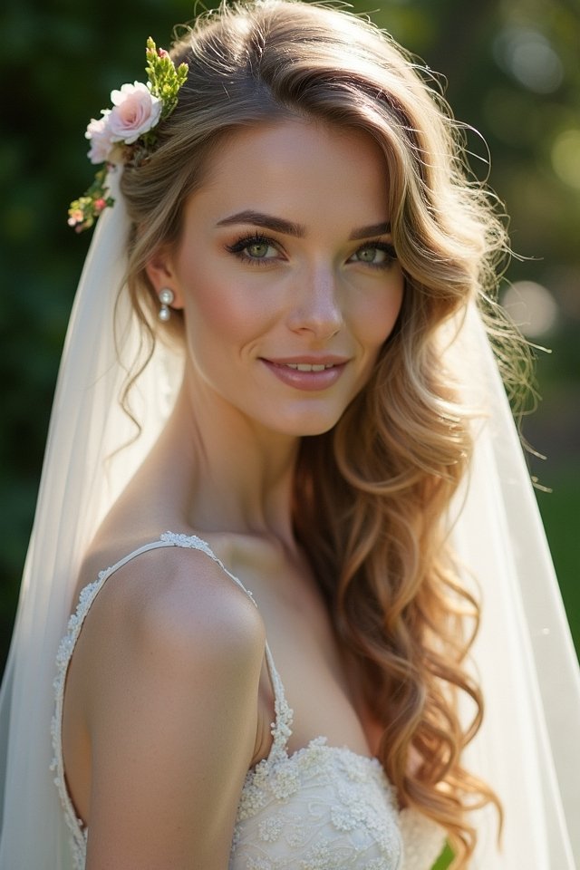 elegant side swept wedding hairstyle