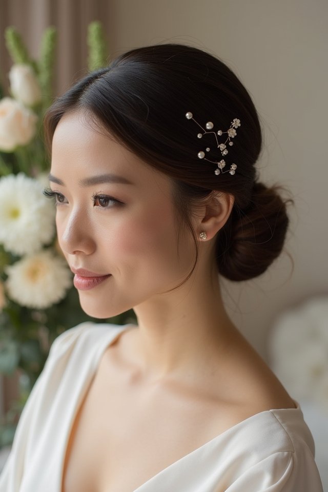 elegant sophisticated low bun