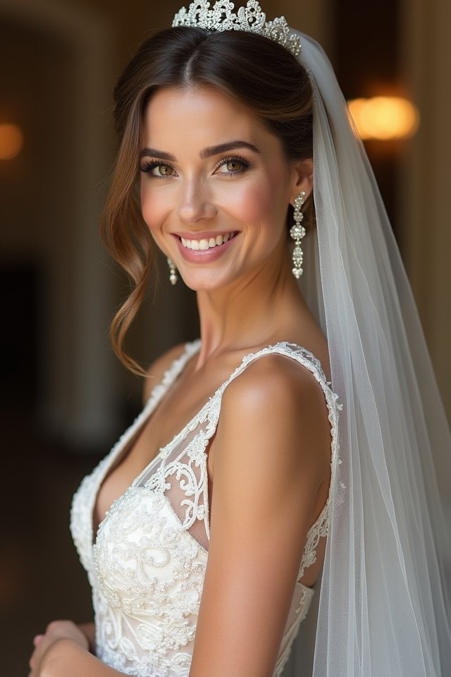 elegant straight hair veil