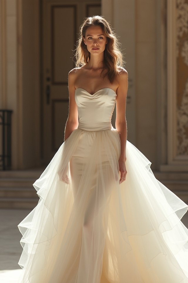 elegant strapless bridal gown
