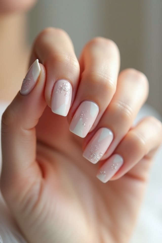 elegant striped wedding nails