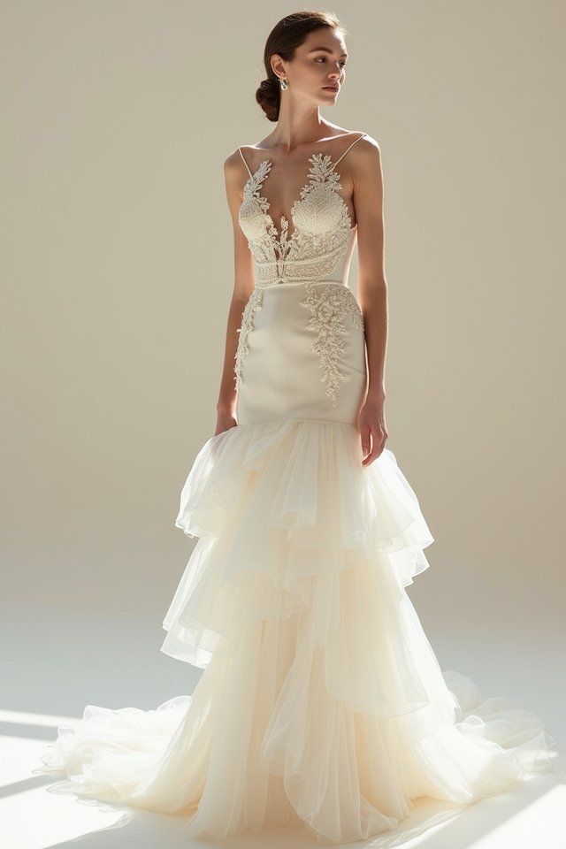 elegant structured layered gown