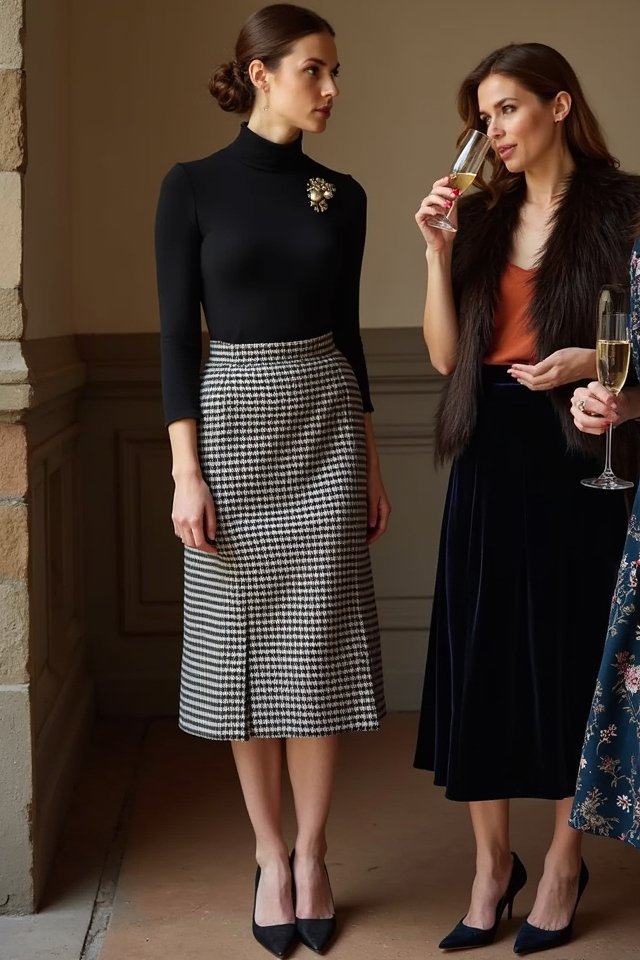 elegant tailored midi skirts