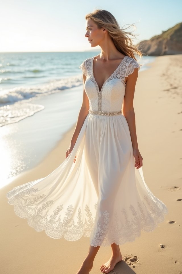 elegant tea length beach dress