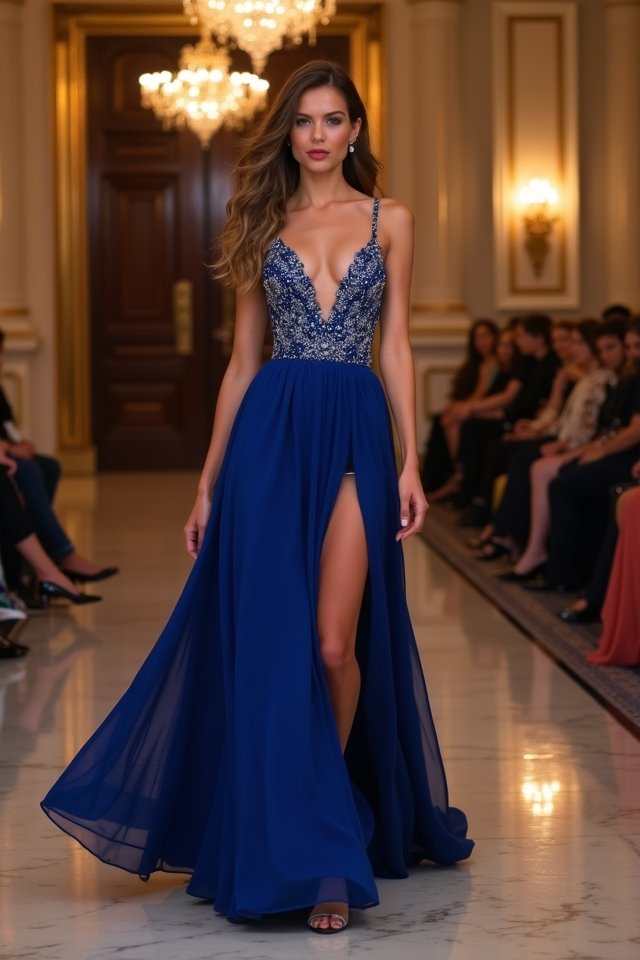 elegant thigh high slit gowns