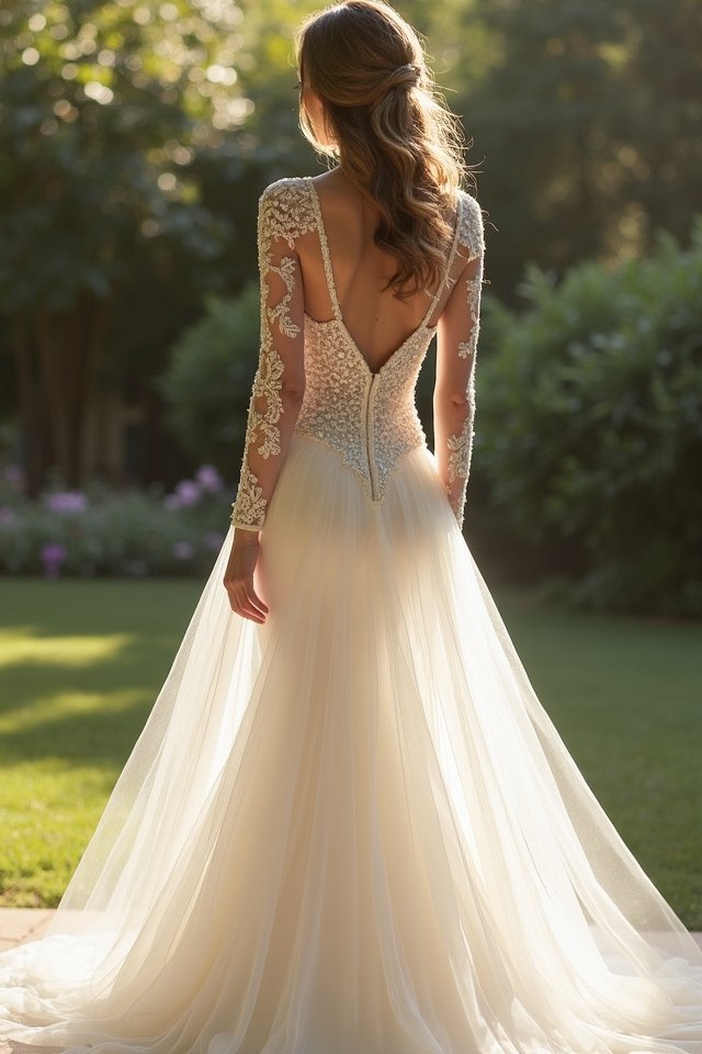 elegant tulle wedding dress