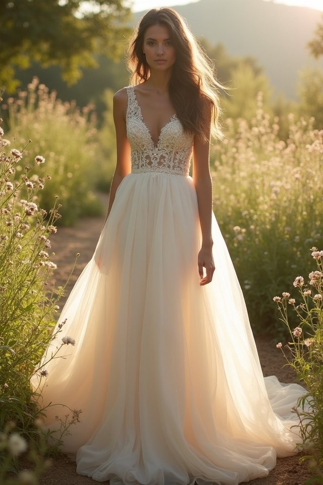 elegant tulle wedding gown