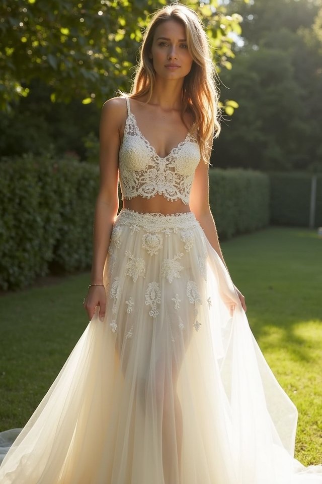elegant two piece wedding attire