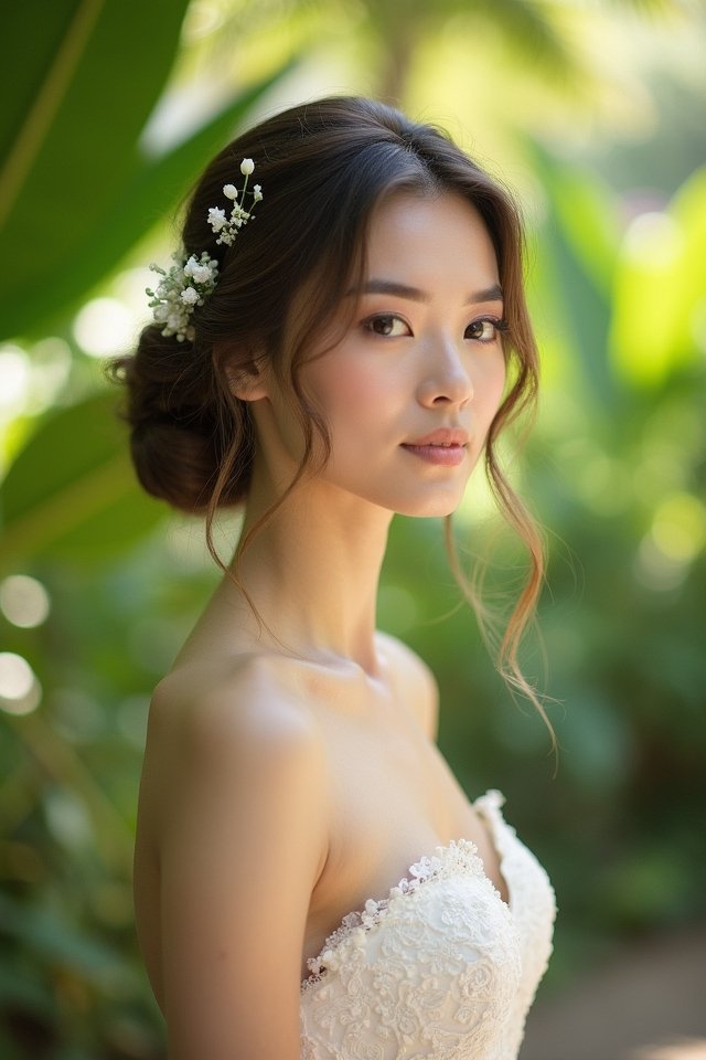 elegant updo with flowers