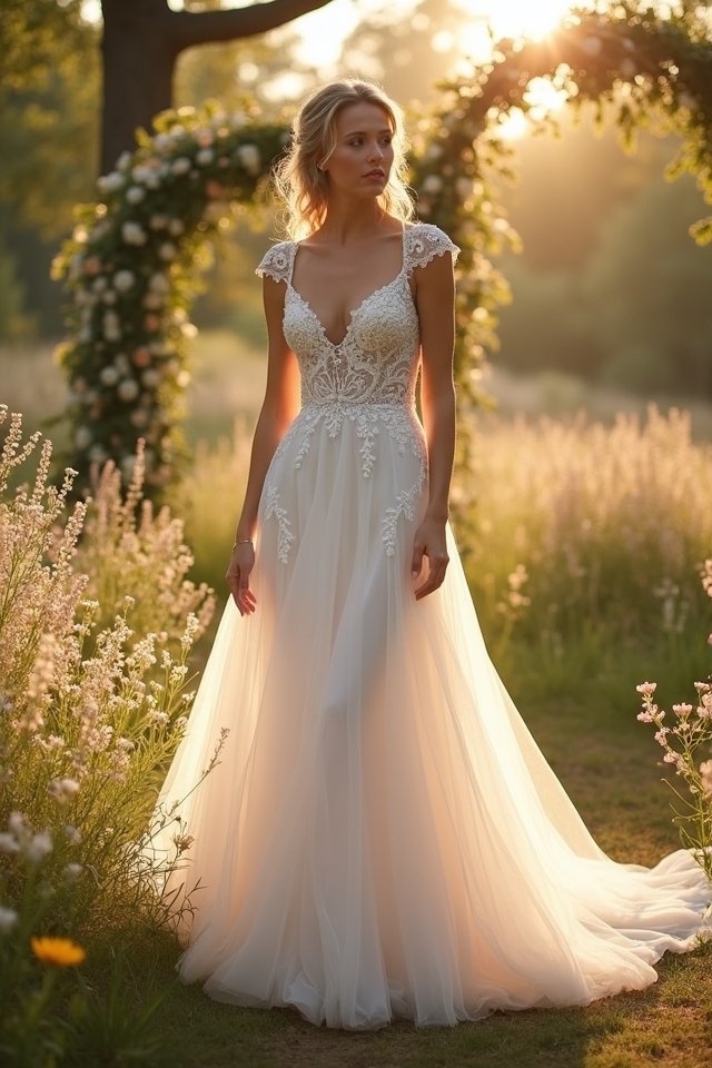 elegant v neck fit and flare