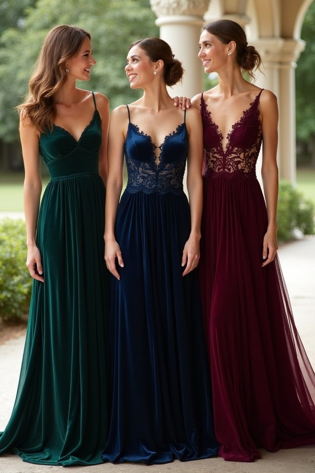 elegant velvet a line gown
