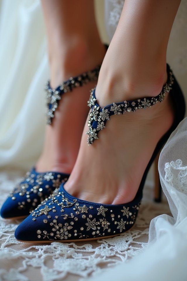 elegant velvet navy heels
