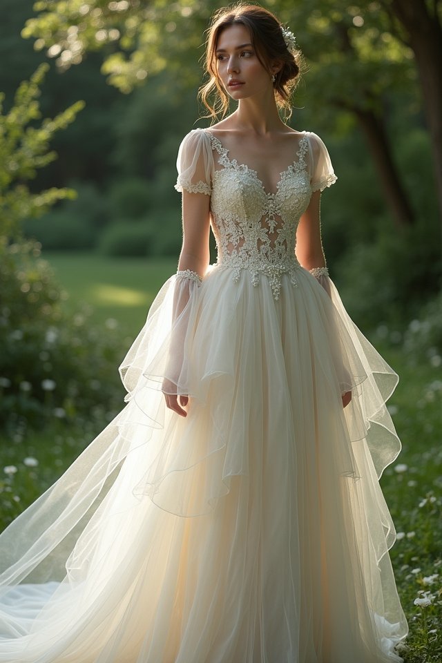 elegant victorian tulle gown