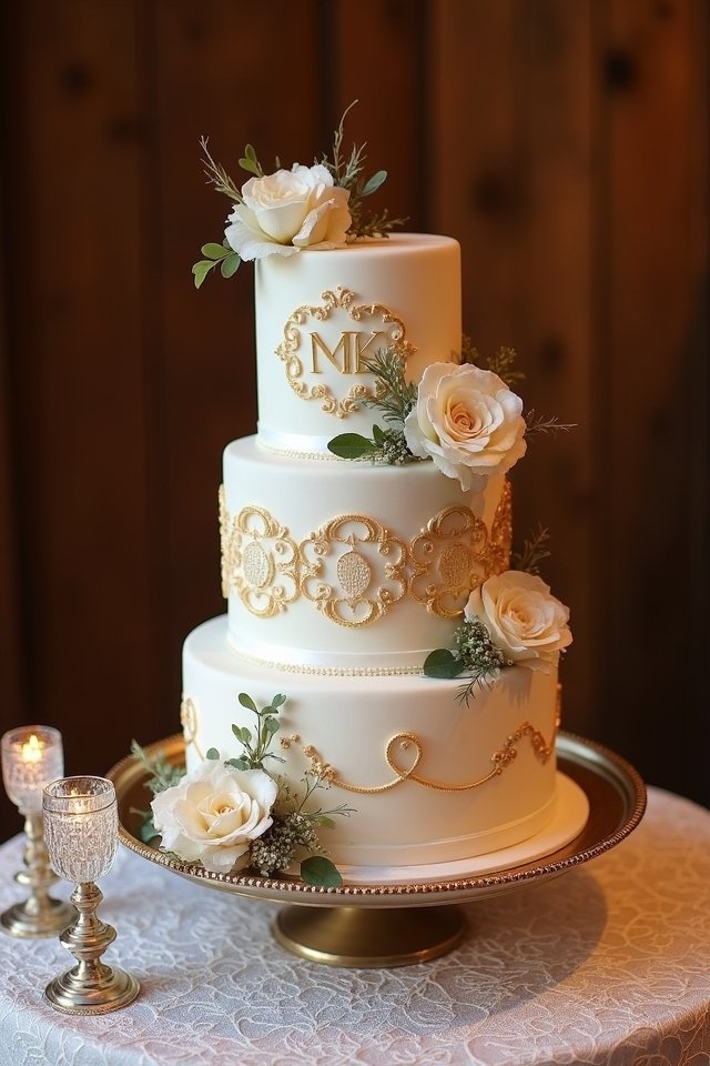 elegant vintage monogram cakes