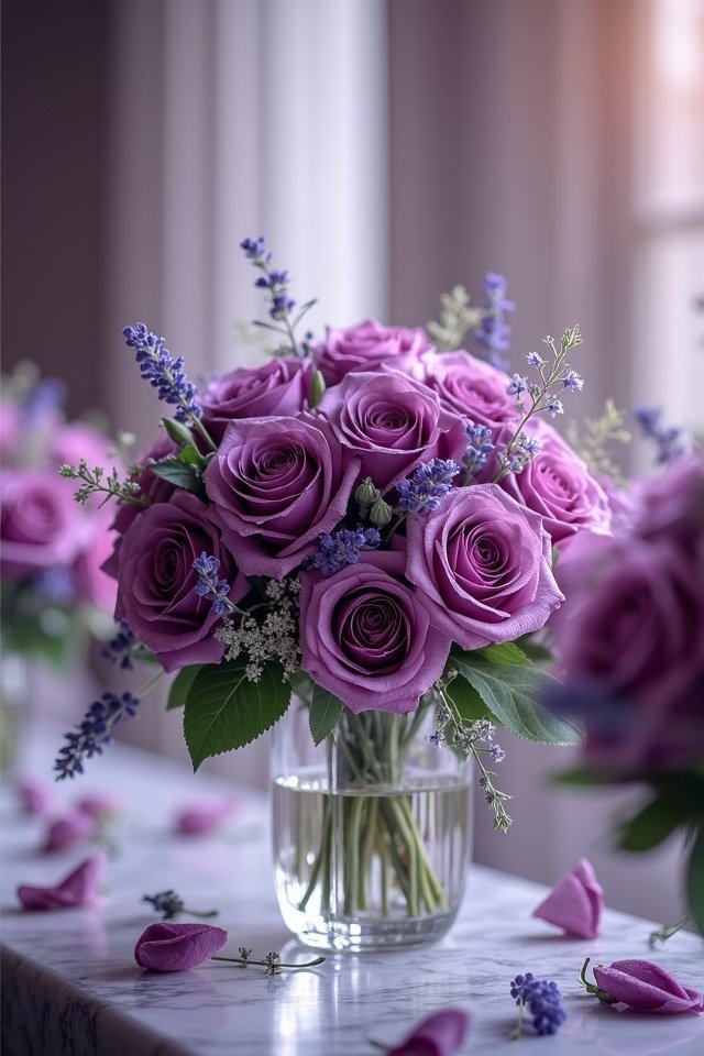 elegant violet rose arrangement