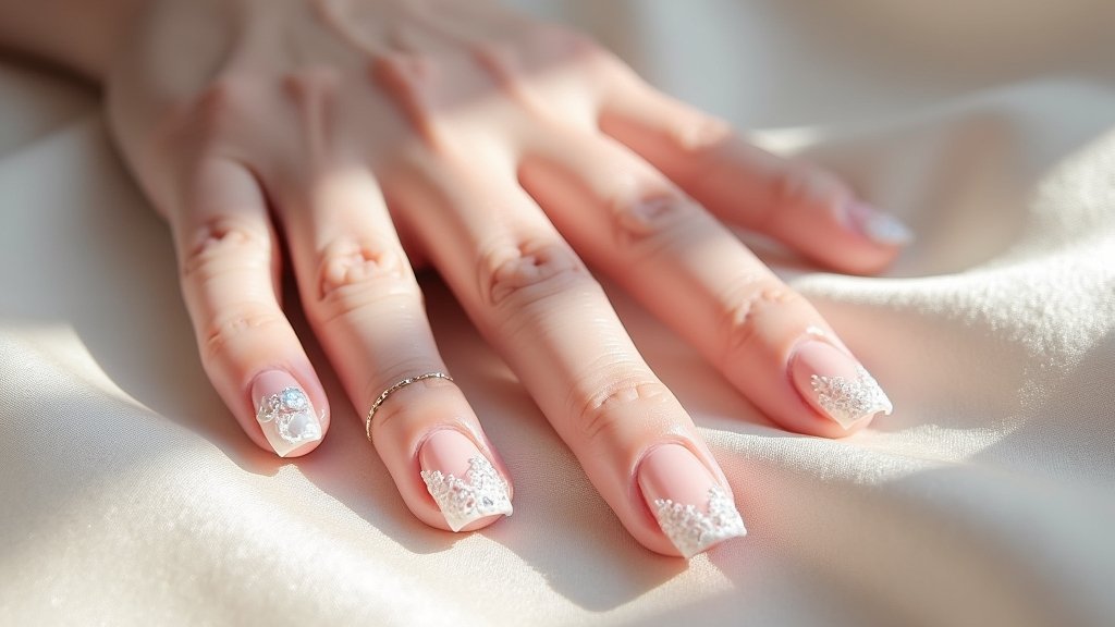 elegant wedding day nails