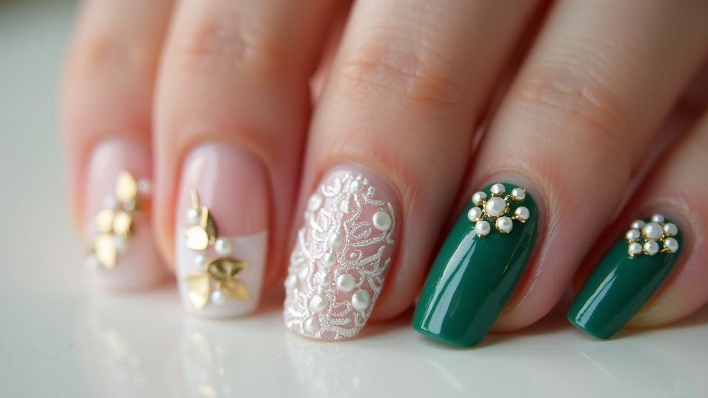 elegant wedding day nails