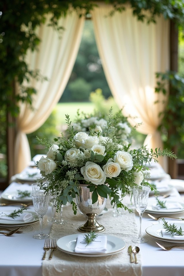 elegant white and greenery