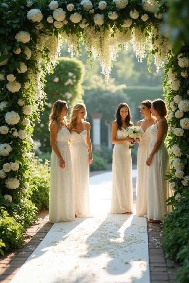 elegant white and greenery