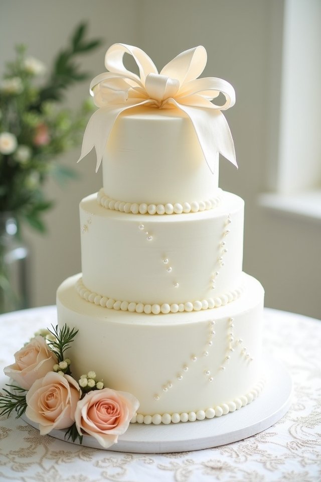 elegant white cake centerpiece