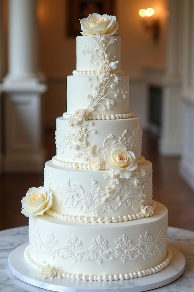 elegant white fondant cake
