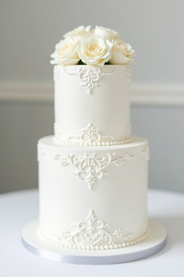 elegant white fondant cake