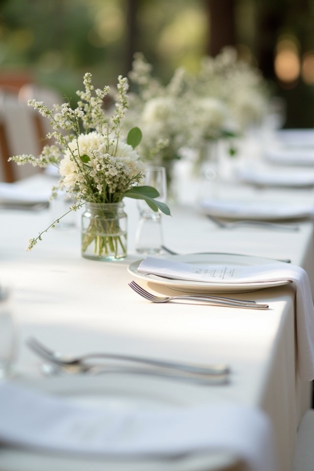 elegant white linen tables