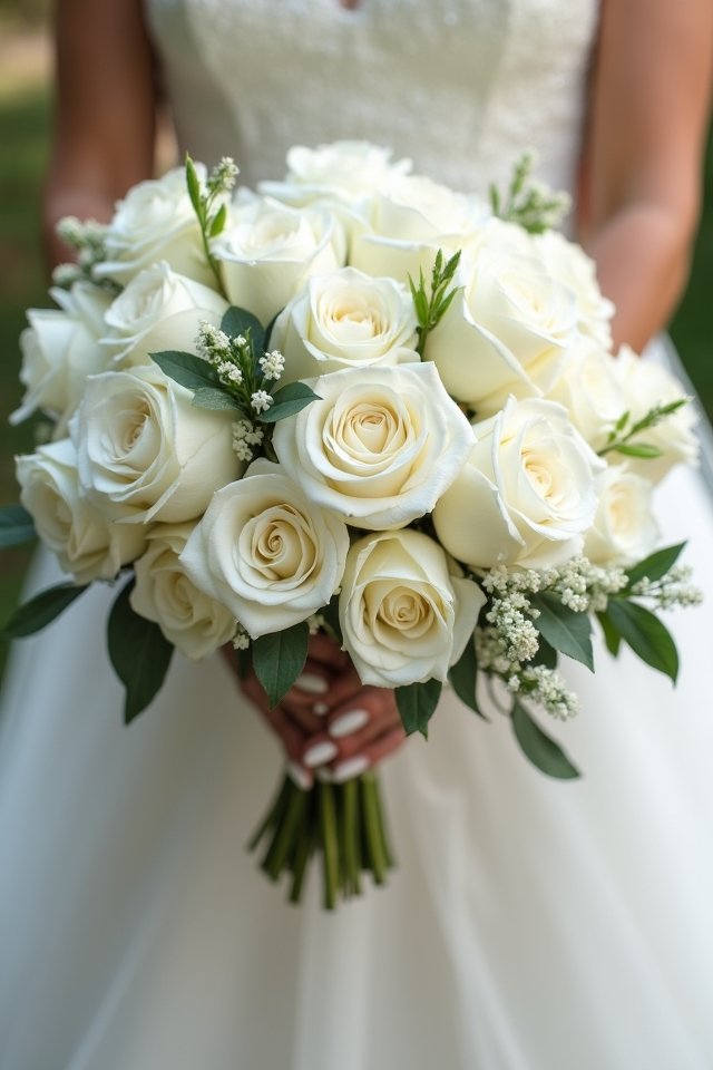 elegant white quince bouquet