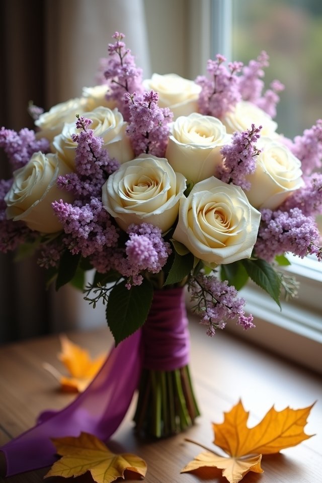 elegant white roses lilac