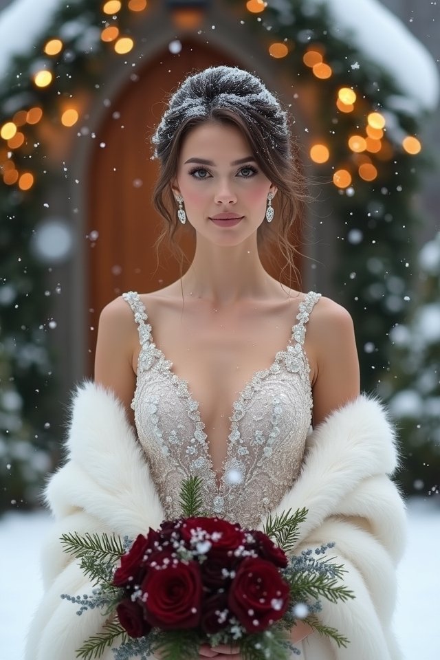elegant winter bridal attire