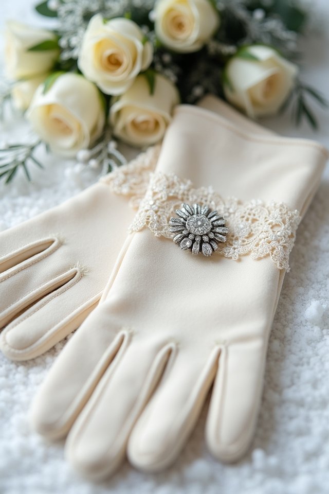 elegant winter bridal gloves