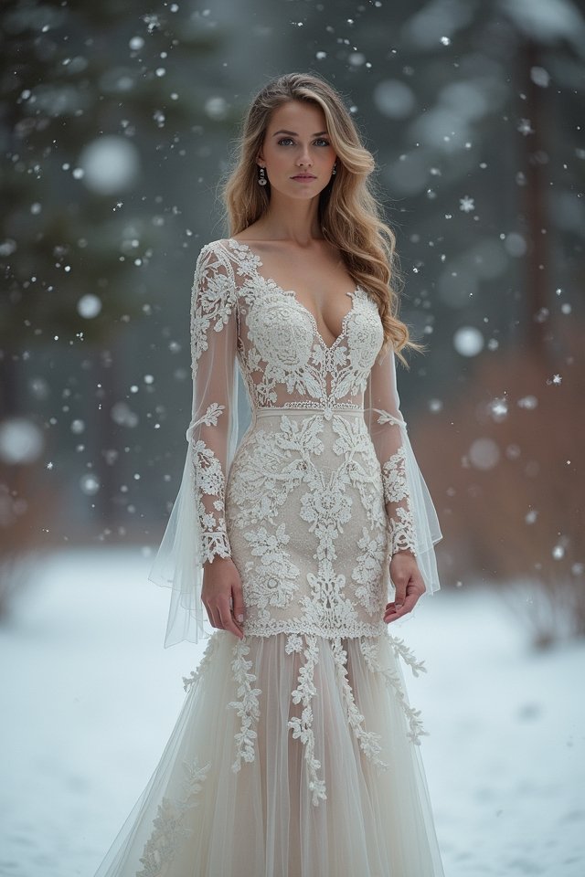 elegant winter lace gown