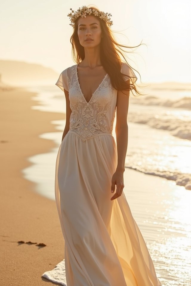 embroidered beach dress elegance