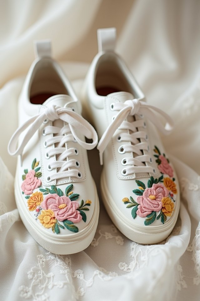 embroidered floral wedding sneakers