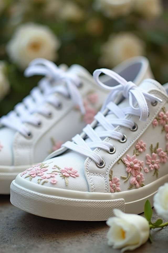 embroidered lace wedding sneakers
