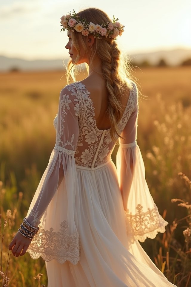 embroidered romantic bell sleeves