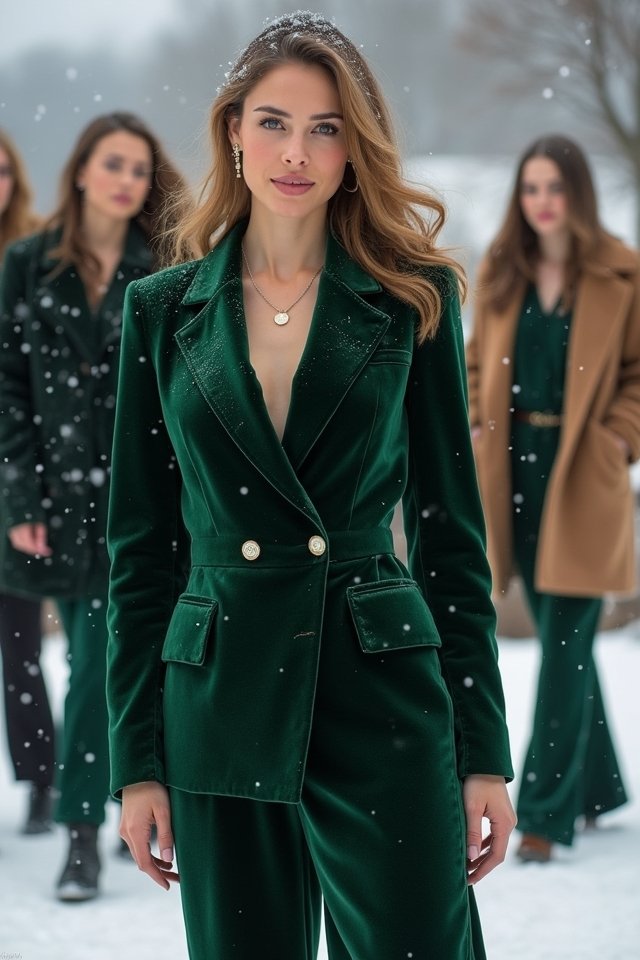 emerald green velvet pantsuit