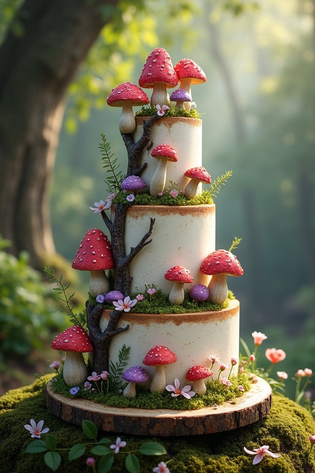enchanted whimsical mushroom cake