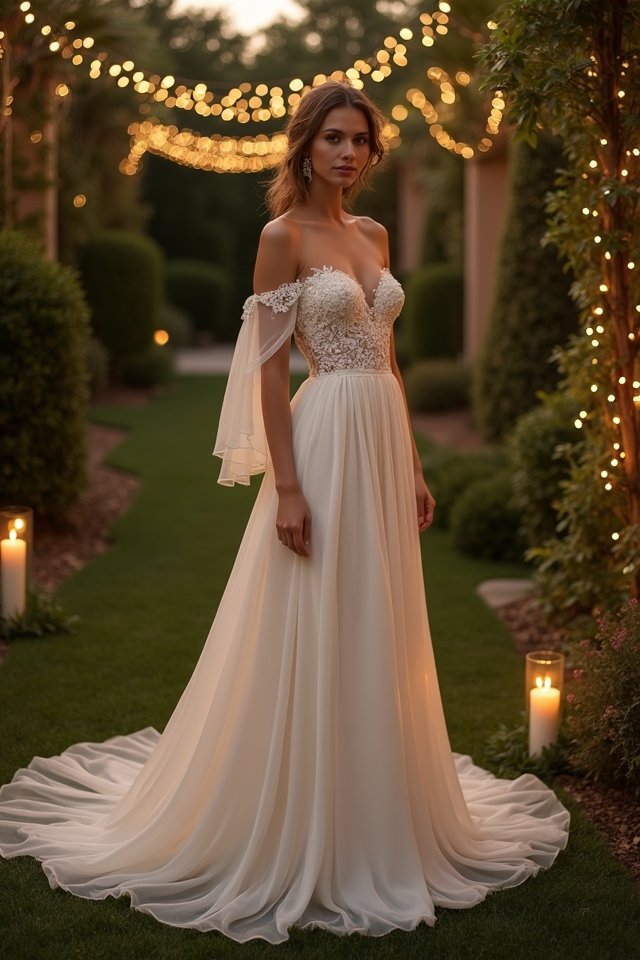 enchanting a line chiffon gown