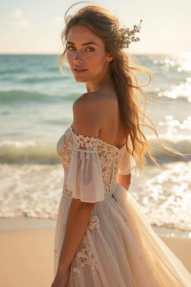 enchanting beach wedding gown