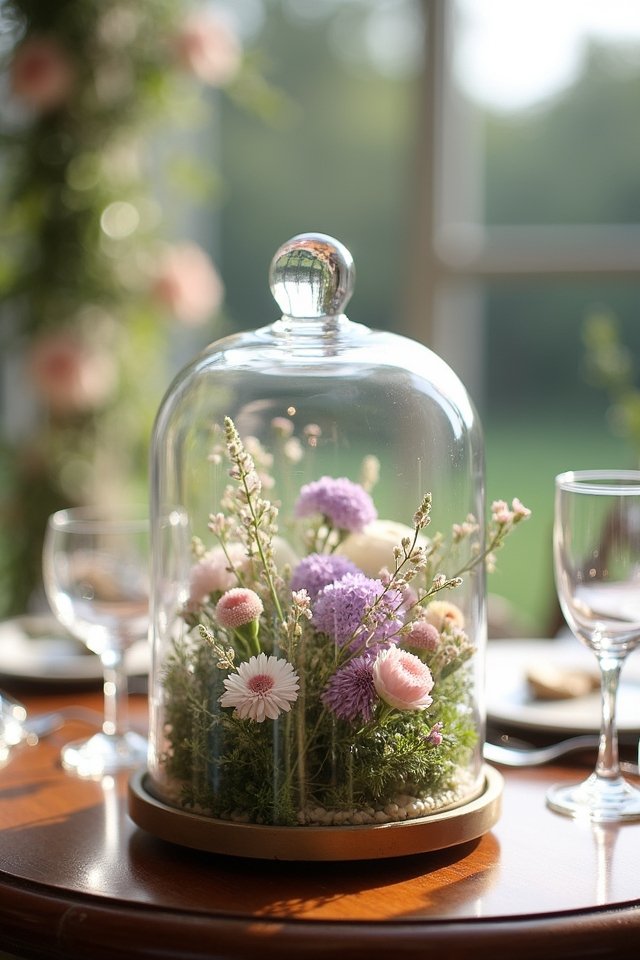 enchanting floral glass cloche