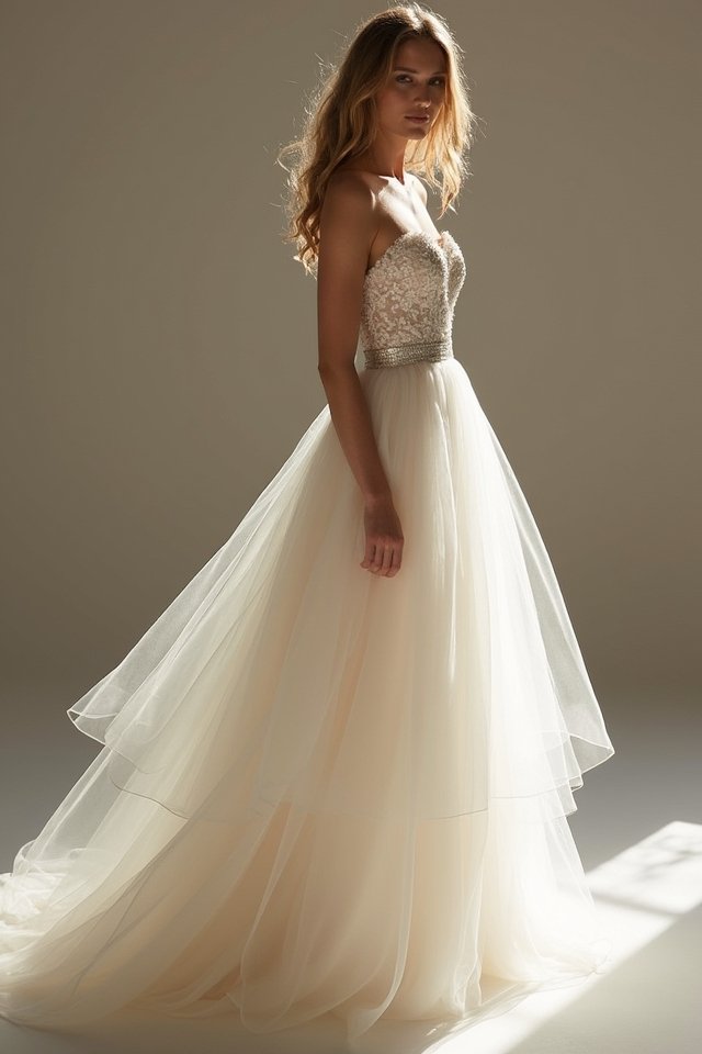 enchanting layered gown elegance