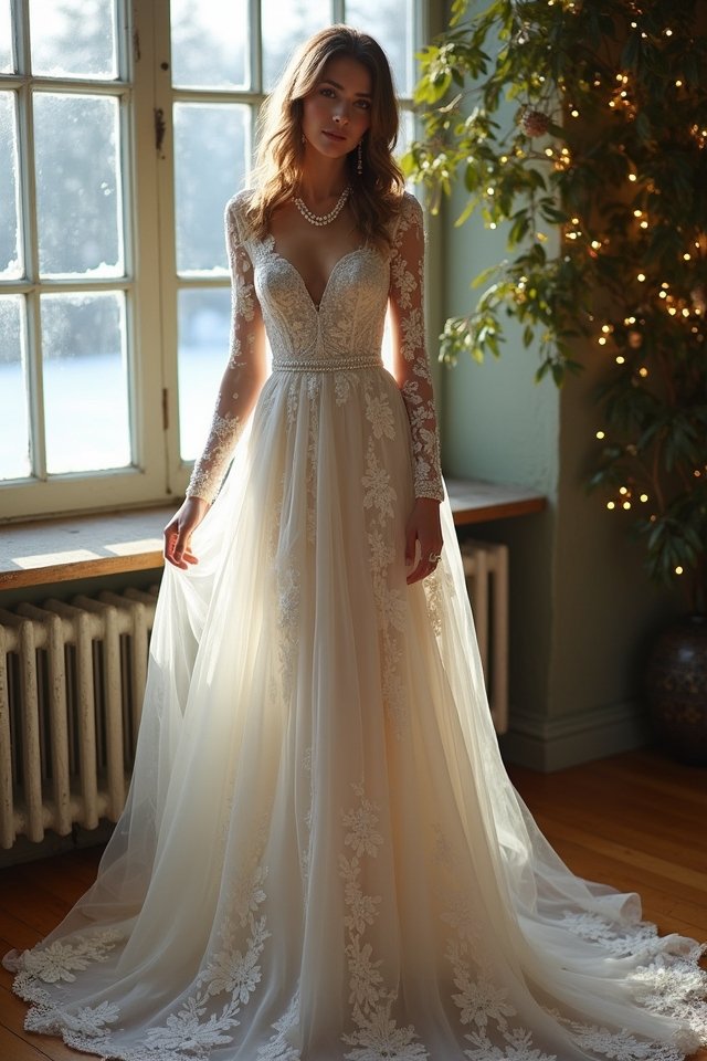 enchanting long sleeved lace dress