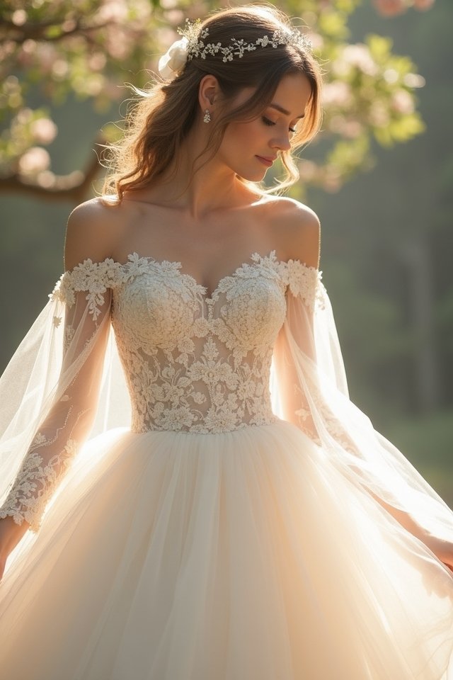 enchanting off shoulder ball gown
