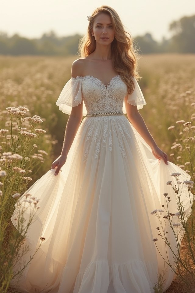 enchanting off shoulder tulle elegance