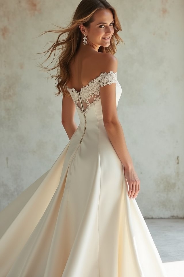 enchanting off the shoulder satin elegance