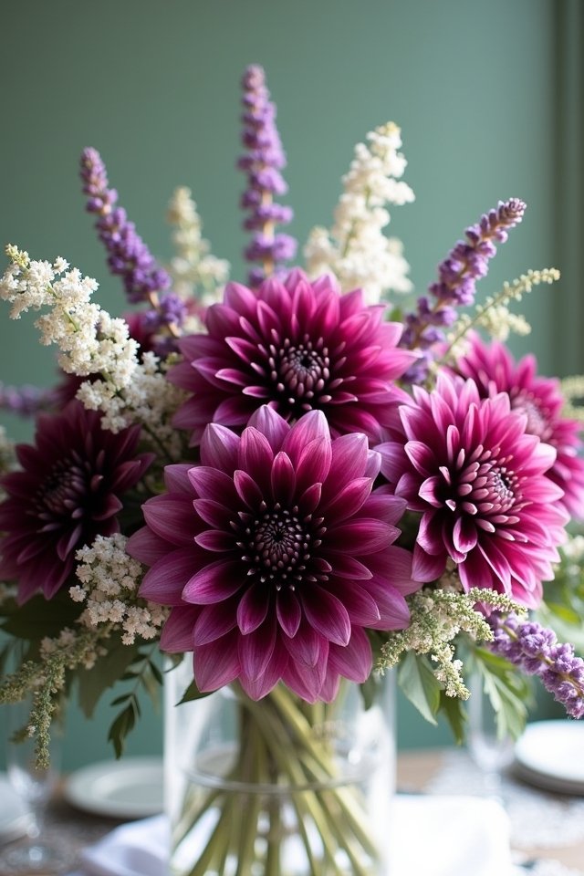 enchanting purple dahlia centerpiece