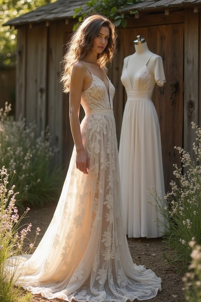 enchanting rustic floral gown