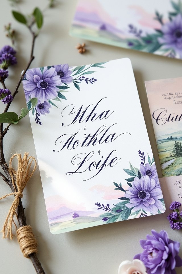 enchanting watercolor landscape invitations