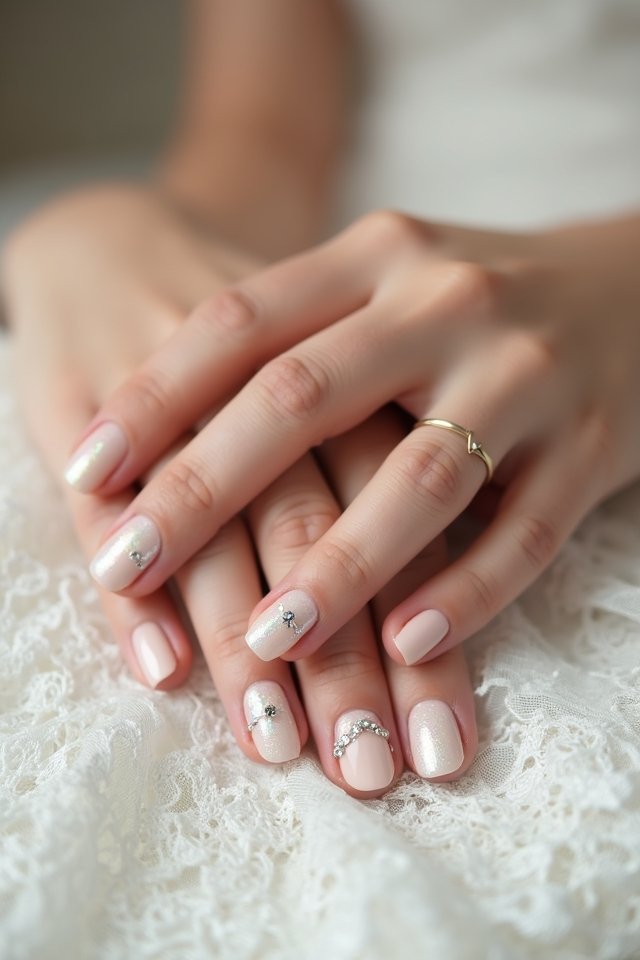 enchanting white pearl nails
